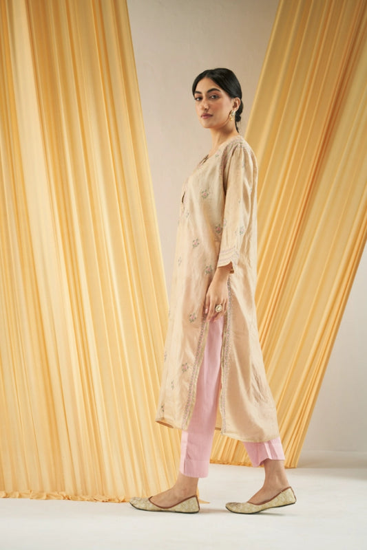 Beige Silk Kurta