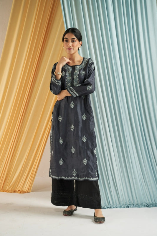 Black Silk Kurta