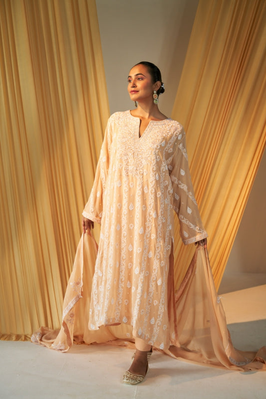 Peach Chiffon Suit