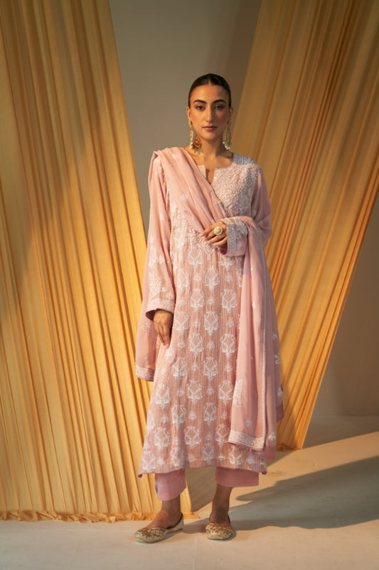 Pink Georgette Suit