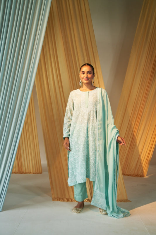 Sea Green Georgette Suit